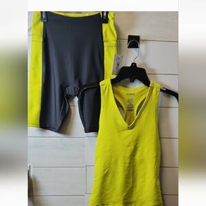 NWT Womens Josie Neon Yellow and Black Activewear Set